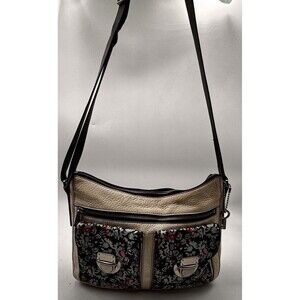 Fossil Off White Multi Color Leather Shoulder Bag Chunky Silver Hardware